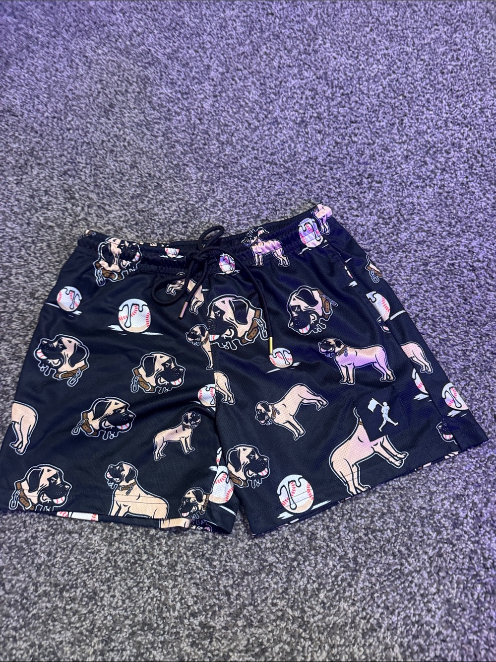 Black Kids' Dog Print Athletic Shorts